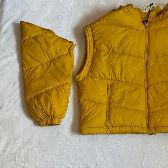 Zara Mustard Yellow Hooded Puffer Jacket - Picture 11 of 14